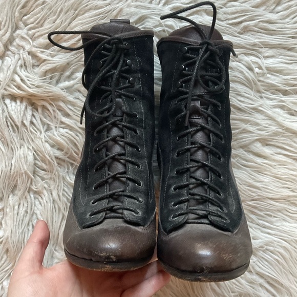 Rag & Bone Black Brown Suede Leather Lace-Up Heeled Classic Combat Boot EUC 41 - Picture 4 of 9